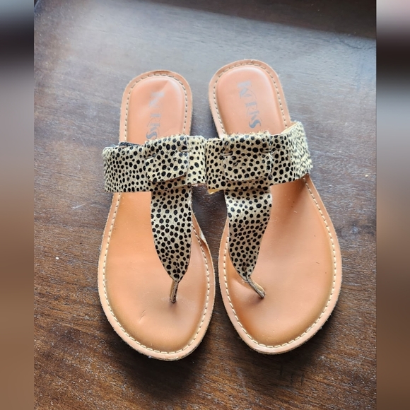 Kork-Ease Shoes - Kork-Ease Cream and Black Sandals with Leopard Print Accent